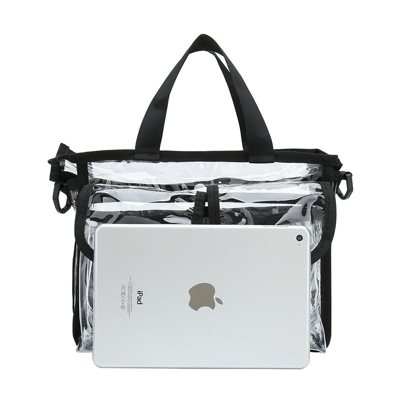 [Australia] - Clear cosmetic bag with removable and adjustable shoulder strap (Black) Black 