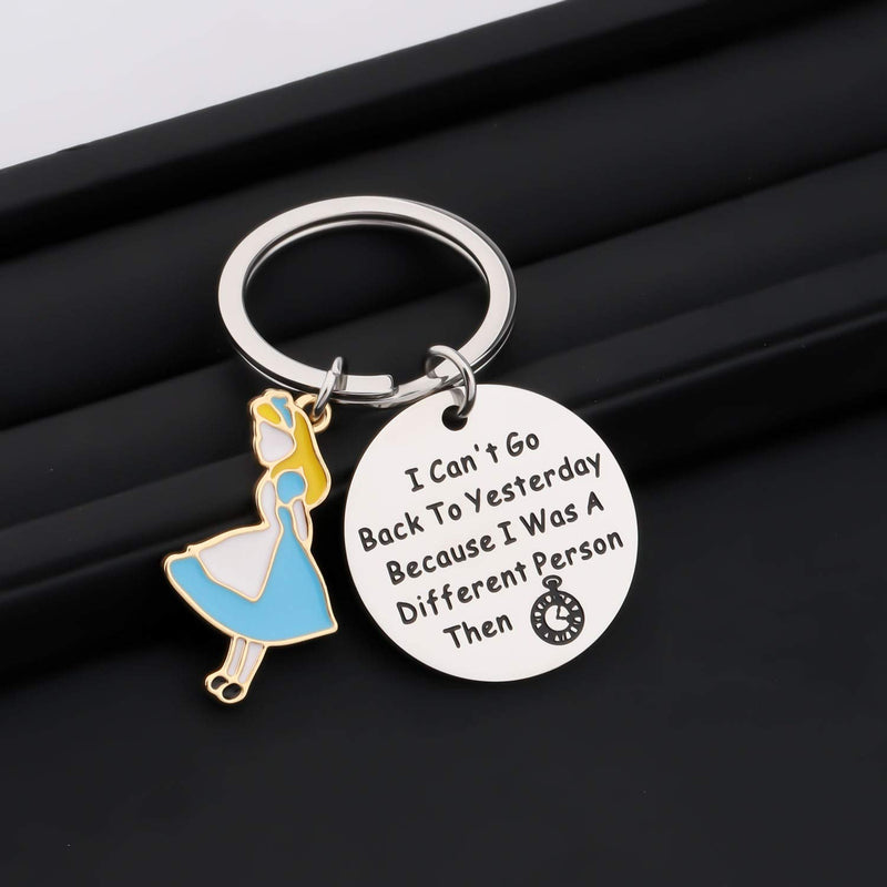 [Australia] - FOTAP Alice Gift I Can't Go Back to Yesterday Because I was A Different Person Then Keychain Alice in Wonderland Gift Wonderland Keychain Quotes About Life. person keychain 