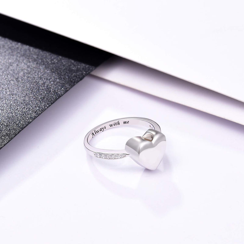 [Australia] - BEILIN Hold Loved Ones urn Ring 925 Sterling Silver Always with me Heart Cremation Urn Ring for Ashes for Women 7 