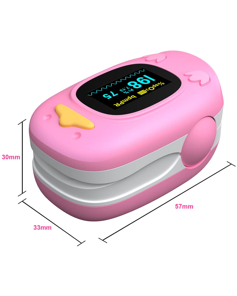 [Australia] - Child Pulse Oximeter, Oxygen Monitor for Kids Baby and Blood Oxygen Saturation Heart Rate Monitor with Automatic Shut-Down, One Directions OLED Display, Include 2 X AAA Batteries Pink 