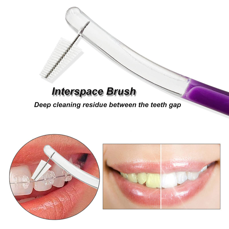 [Australia] - Pack of 5 Double-Ended Orthodontic Toothbrush V-Trim Brush with Interproximal Head Brush for Brace Cleaning, 5 Colours 