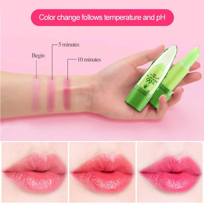 [Australia] - 2 Pack Aloe Vera Lipstick, LemonSac Long Lasting Nutritious Lip Balm Lips Moisturizer Magic Temperature Color Changing Lip Gloss (2Pcs) 