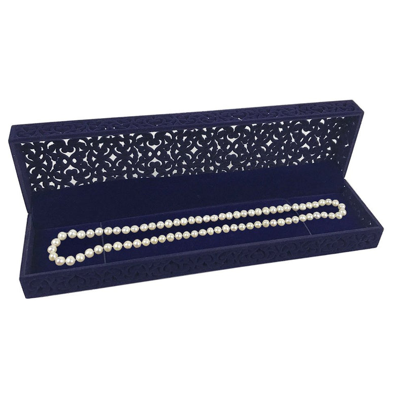 [Australia] - DesignSter Hollow Sapphire Blue Velvet Necklace Box - Long Chain Necklace Storage Case Jewelry Packaging Gift Box 
