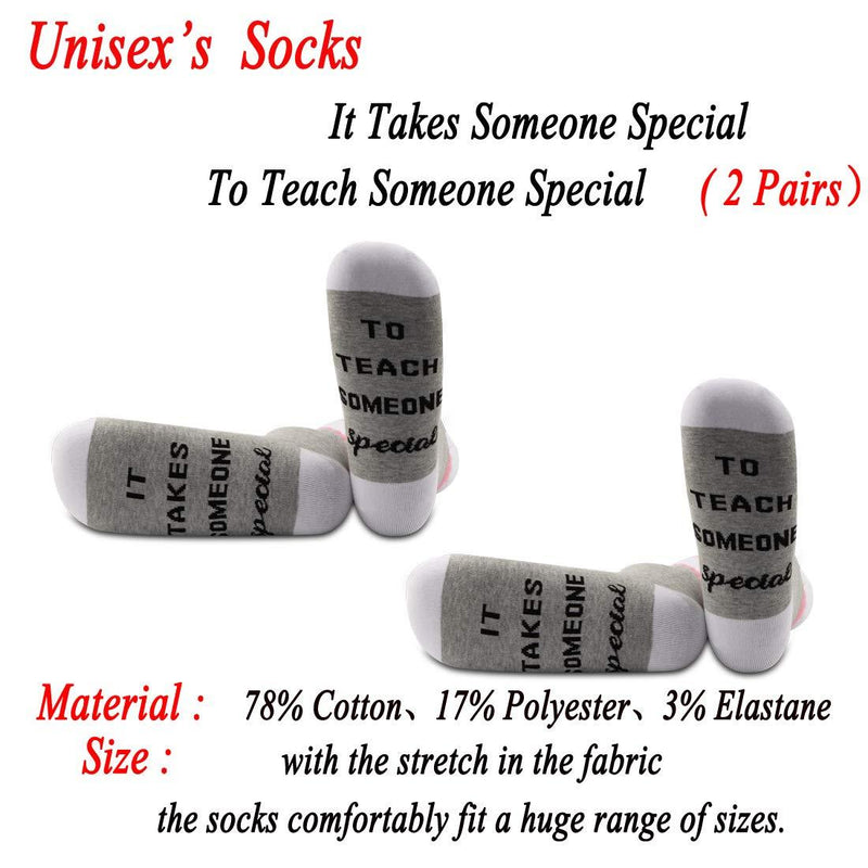 [Australia] - PYOUL 2 Pairs Teacher Socks Gift for SPED Teacher - It Takes Someone Special to Teach Socks Teach Someone Special 