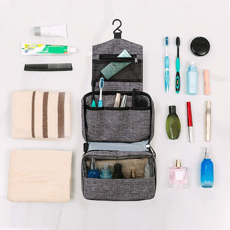 [Australia] - KSAS Hanging travel wash Bags for men and women, Beauty Toiletry bags for Makeup and Toiletries, large Foldable Shower Cosmetic Bag Bathroom and Shower Organizer Kit Travel Accessories,Gray Gray 