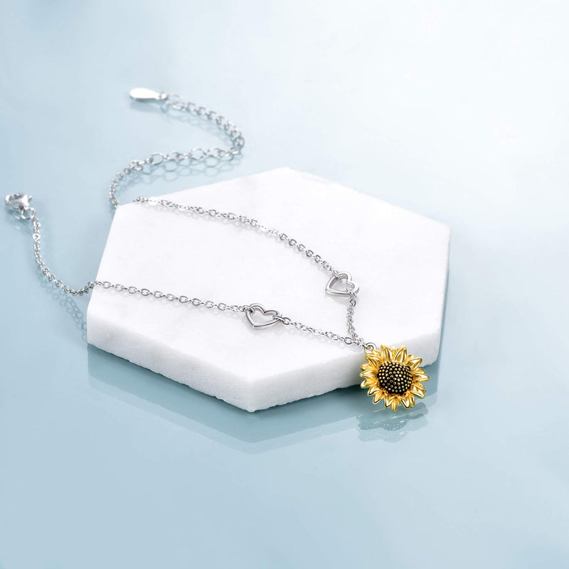 [Australia] - POPKIMI S925 Sterling Silver Anklets for Women Girls Jewelry Birthday Gifts C-Sunflower 