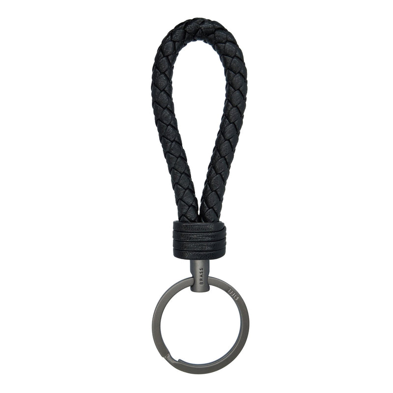 [Australia] - LABEN Key Chain Lambskin Handwoven Genuine Leather Keychain - Black 