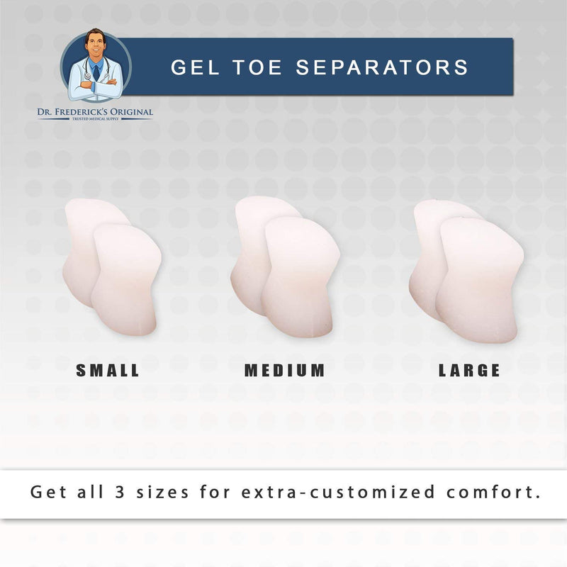 [Australia] - Dr. Frederick’s Original Gel Toe Separators - 6 Pieces - Variety Pack - Bunion Treatment - Small, Medium and Large Sizes 6 Piece Assortment 
