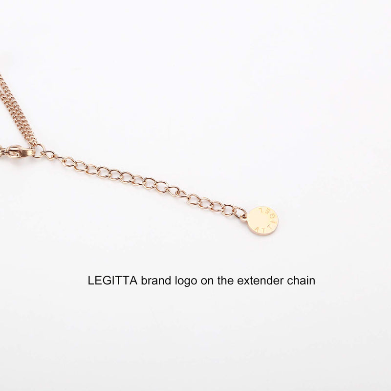 [Australia] - LEGITTA Disc Pendant Necklace Layered Titanium Steel Chain Choker in Rose Gold for Women Girls 