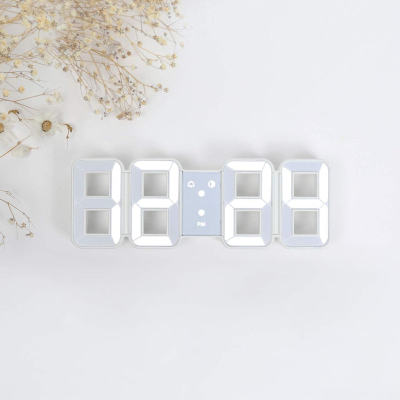 [Australia] - mooas Pure Mini White 3D LED Clock, Multi-Function LED Clock (Calendar, Alarm, Temperature) 