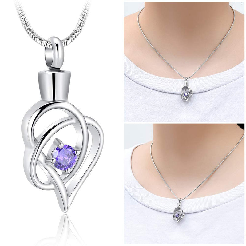 [Australia] - zeqingjw Infinity Heart Cremation Jewelry for Ashes Pendants Stainless Steel Inlay Crystal Memorial Urn Necklace Keepsake Jewelry Purple 