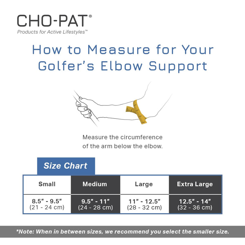 [Australia] - Cho-Pat Golfer’s Elbow Support Strap, Adjustable Compression Forearm Support for Golfer’s Elbow Treatment, Overuse Syndromes, and Muscle Strains, Large 