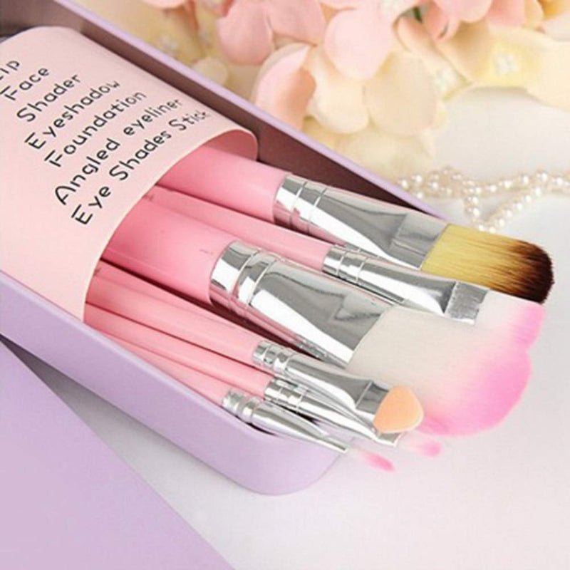 [Australia] - Children Makeup Brushes, 7Pcs Makeup Brush Set Foundation Eyebrow Eyeliner Brush Cosmetic Concealer Brushes for Kids Girls, Women trave - Pink with case 