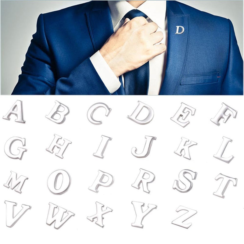 [Australia] - MISSU JEWELLRY Mens Business Letters Collar Brooch Pins 26 Alphabet Monogram Collar pin Suit Lapel Pin Badge for Husband o 