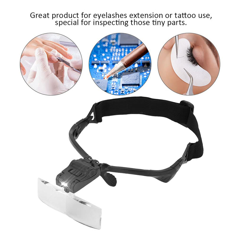 [Australia] - Head Magnifying Glasses Loupe, Headband Magnifier with 5 Lens LED Lamp for Eyelashes Extension Tattoo, Jeweler Watch Repair and Reading 