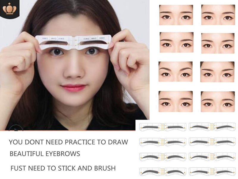 [Australia] - SKYWXHN-8 Sets Eyebrow Shaping StencilS Eye Brow Guide Template Kit Makeup DIY Tool-32 pcs 