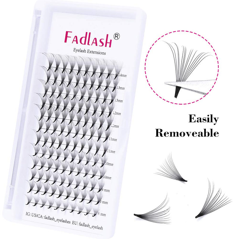 [Australia] - Volume Eyelash Extensions 14D 0.07mm D Curl 10mm Premade Fans Eyelash Extensions Middle Stem Professional Pre Made Fan Eyelashes(14D-0.07-D,10mm) 14D-0.07-D 