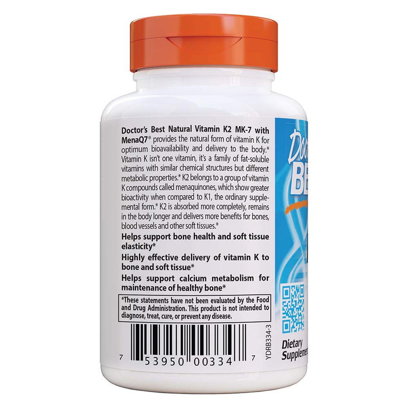 [Australia] - Doctor's Best Natural Vitamin K2 Mk-7 with MenaQ7, 60 Count 