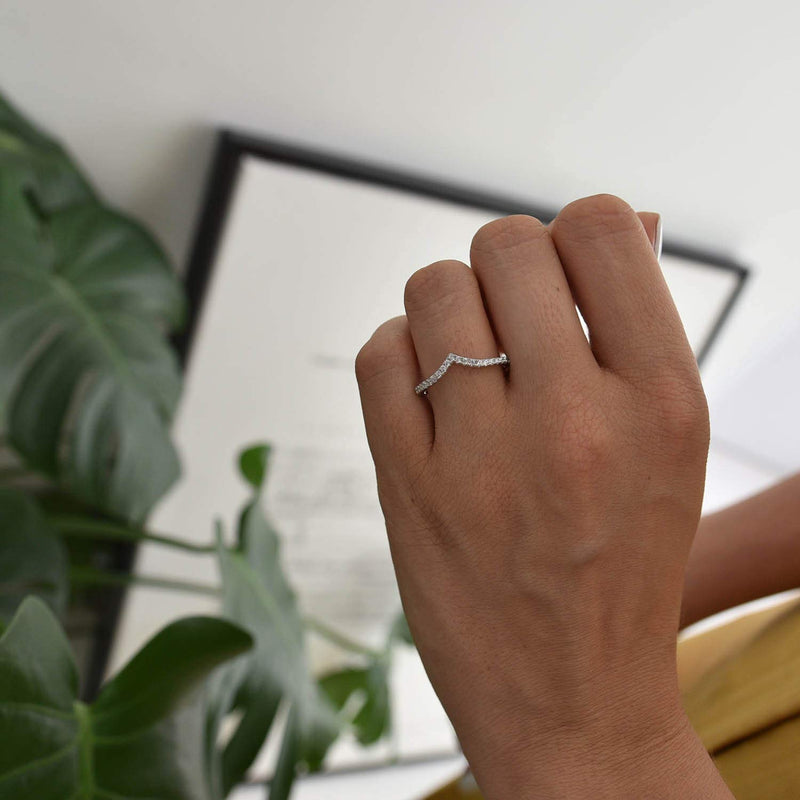 [Australia] - espere Pointed V Shaped Chevron 925 Sterling Silver Ring 4 