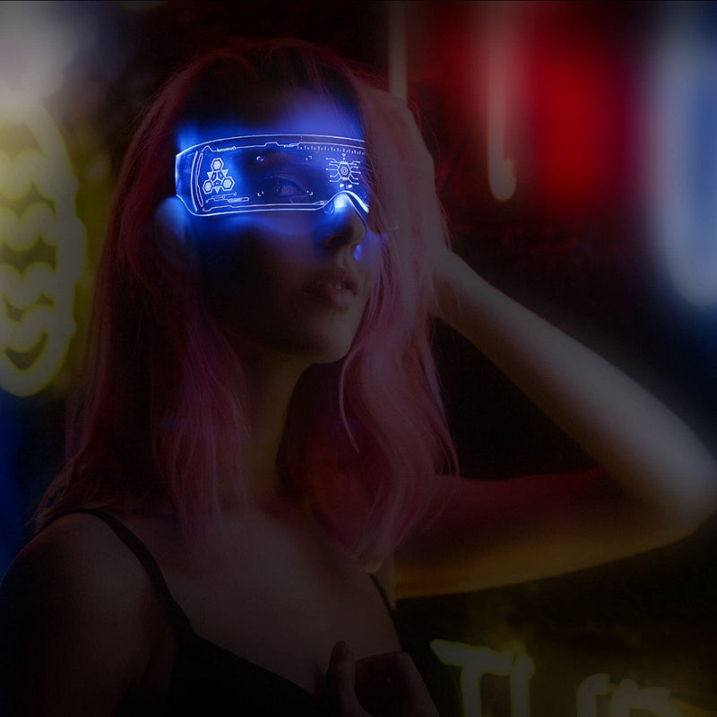 [Australia] - Led Light Up Glasses for Adult with Rechargeable 11 Modes Color Change and Flash Luminous Glasses Perfect for Parties, Mardi Gras, Cosplay Events,Club 