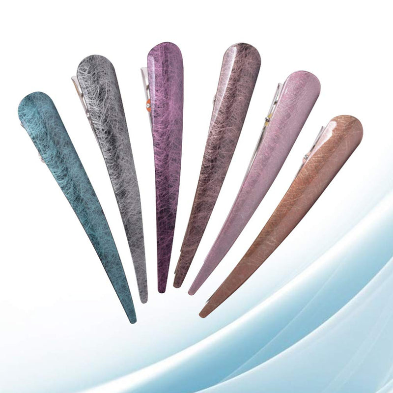 [Australia] - Lurrose 6pcs Duck Teeth Bows Hair Clips Acrylic Duckbill Hair Clips Alligator Hair Pins Barrettes Hair Styling Accessories for Women Lady (Mixed Color) 