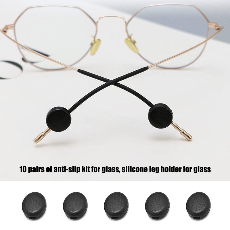 [Australia] - Cosswe Eyeglasses Temple Grips Retainer, Round Eyeglasses Temple Soft Eyeglass retainers Anti-Slip Glasses Retainers Hooks for Spectacle Sunglasses Eyewear Black 