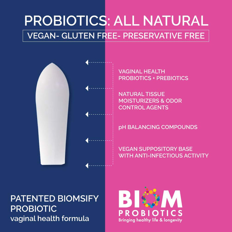 [Australia] - Biom Vaginal Probiotic Suppository: Natural Vaginal pH and Odor Control Regimen; Balance and Nourishes Vaginal Microbiome; No Parabens, No preservatives (15 count) 