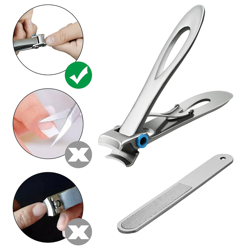 [Australia] - Nail Clippers for Thick Toenail 15mm Wide Jaw Opening Nail Clipper Stainless Steel Thick Fingernail Clippers for Men & Women Oversized Seniors Nails Cutter Extra Large Toenails Clippers (Silver) 