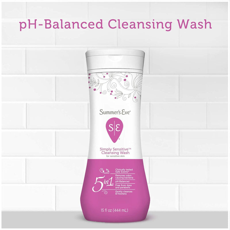 [Australia] - Summer's Eve 5 in 1 Simply Sensitive Feminine Cleansing Wash for Sensitive Skin, 15.0 FL OZ 