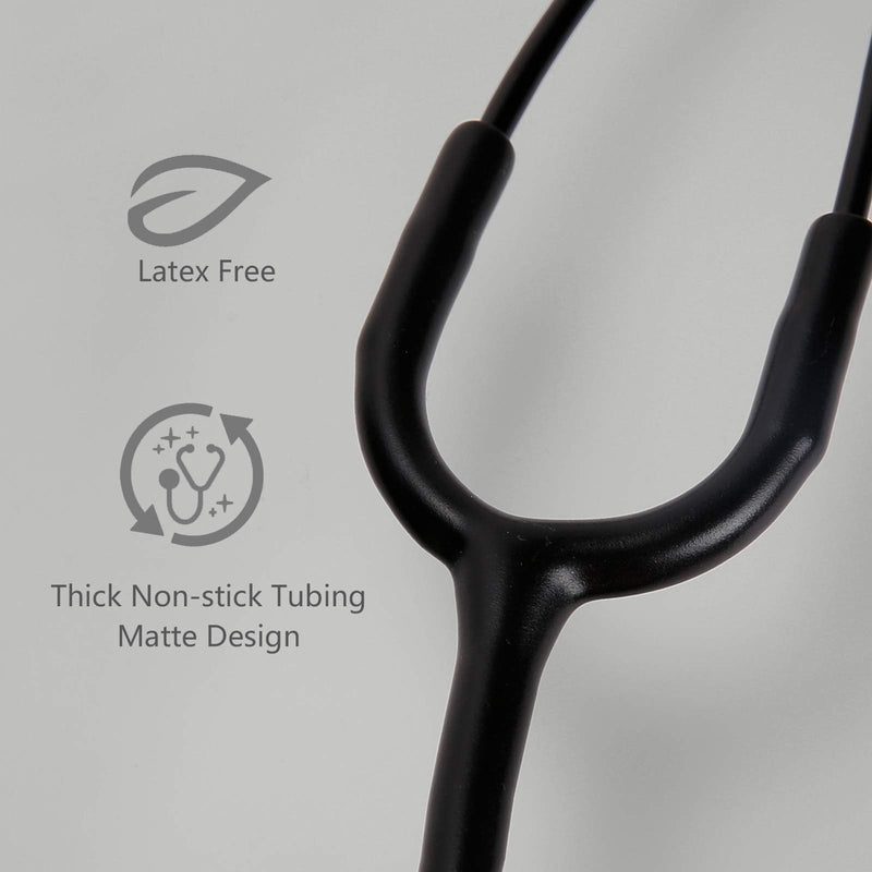 [Australia] - FriCARE Lightweight Dual Head Stethoscope for Medical Professionals Doctors, Aluminum Chestpiece and Headset (Black) Black 