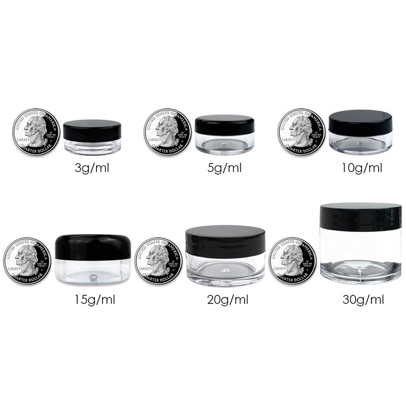 [Australia] - Beauticom 12 Piece 20g/20ml USA Acrylic Round Clear Jars with Lids for Lip Balms, Creams, Make Up, Cosmetics, Samples, Ointments and other Beauty Products (Black Lid (Flat Top)) 12 Count Black 