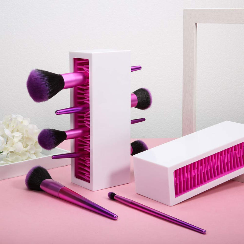 [Australia] - DUcare Makeup Brush Storage Holder Organizer Professional Silicone Air Drying for Countertop Display Container Cosmetics Brushes Storage Solution white 