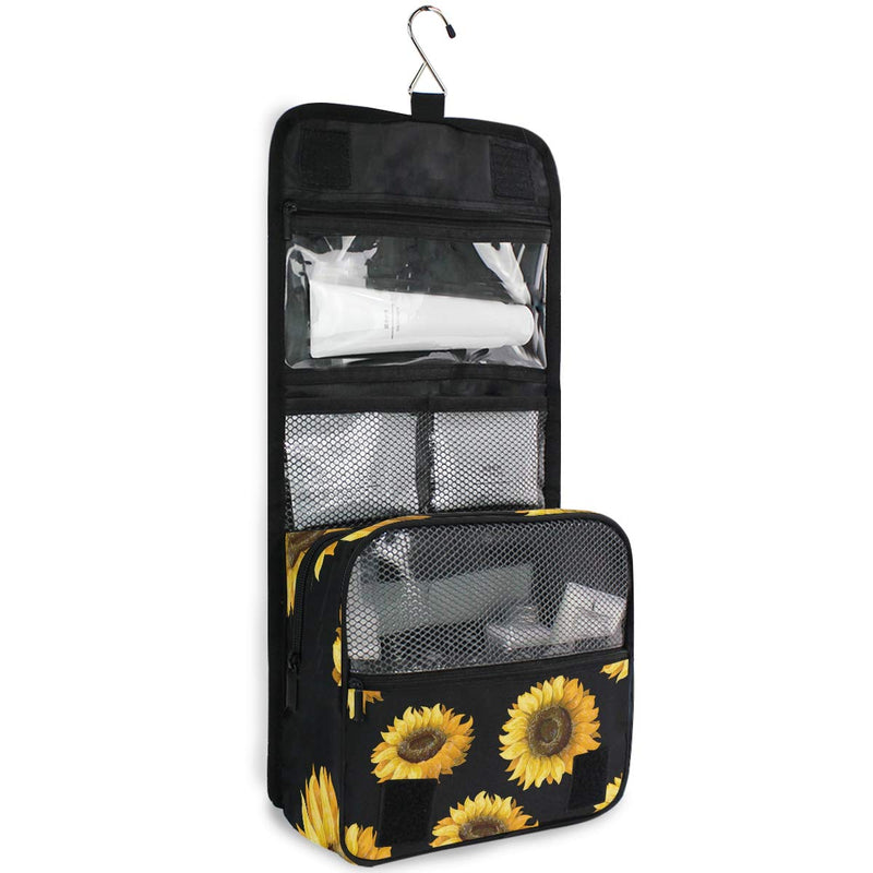 [Australia] - CUTEXL Cosmetic Bag Tropical Floral Flower Sunflower Pattern Large Hanging Wash Gargle Bag Portable Travel Toiletry Bag Makeup Case Organizer for Women Lady 