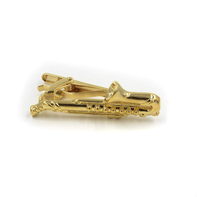 [Australia] - Gold Saxophone Cuff Links Musician Jazz Lover Cufflinks and Tie-Clip Set 