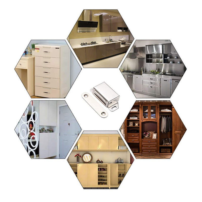 [Australia] - Mousike Cabinet Magnets 25lb Stainless Steel Magnetic Door Catch with Strong Magnetic for Kitchen Cupboard Wardrobe Closet Cabinet Door Drawer Latch (2.1"25 lbs(4 Pack)) 25lb-4Pack Silver 
