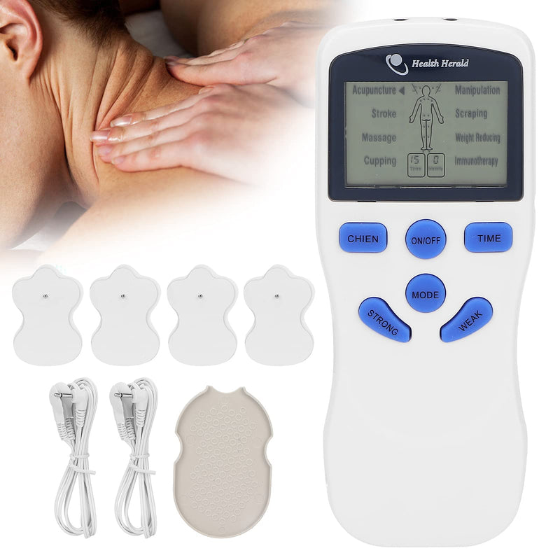 [Australia] - Dual Channel EMS Tens Machine Muscle Stimulator for Pain Relief, Portable Lumbar Cervical Vertebra Muscle Massager Machine with 4 Self-Adhesive Electrodes Replacement 