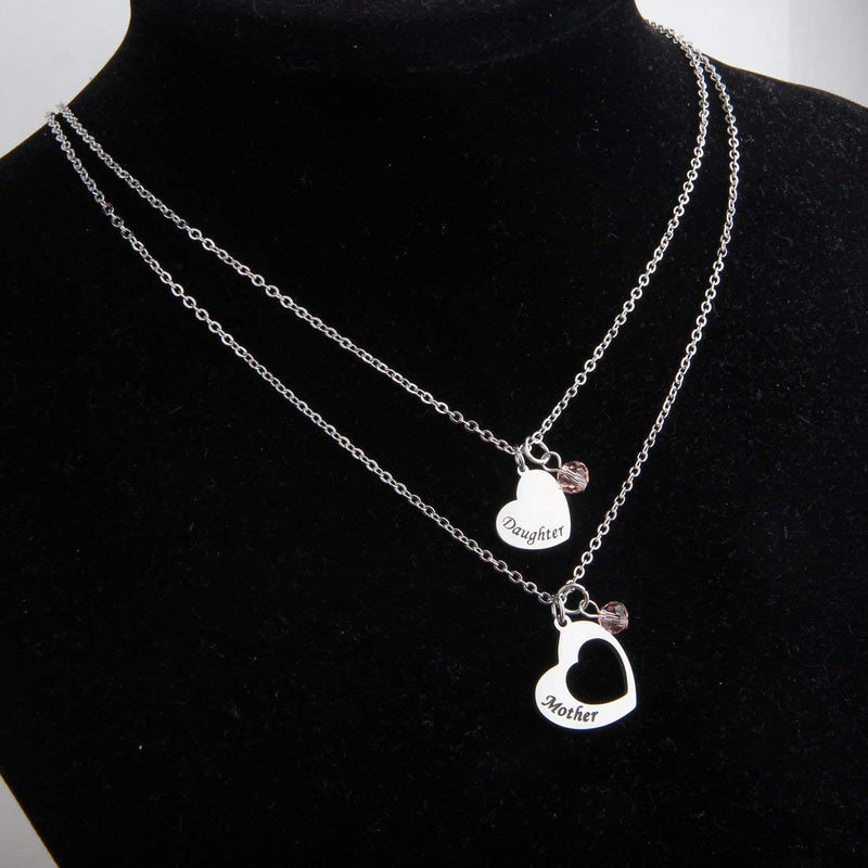 [Australia] - BNQL Mother Daughter Heart Necklace Bracelet Set Mommy and Me Jewelry Gift Mother daughter necklace set 