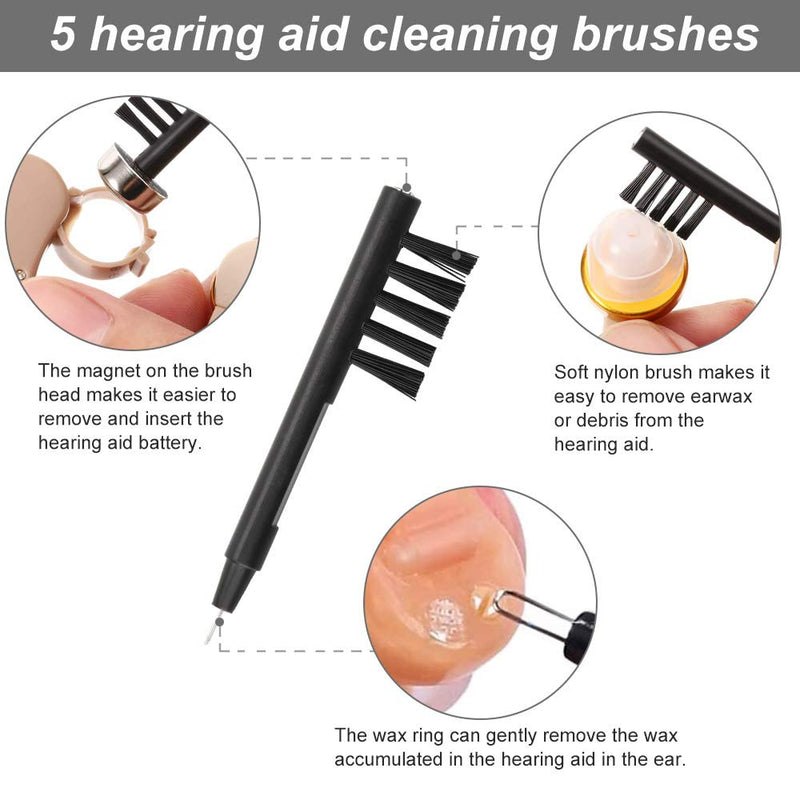 [Australia] - PERFETSELL 12 PCS Hearing Aid Cleaning Kits, Earpiece Earmold Vent Cleaner, Cleaning Brush with Wax Loop and Magnet, Long Hearing Amplifier Cleaning Brush Hearing Aid Cleaner Wire for Sound Tubes 