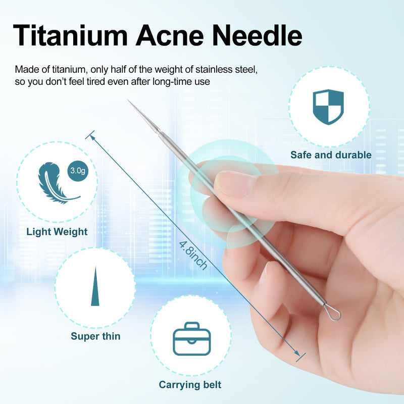 [Australia] - 2 Pcs Titanium Lancet Needle Blackhead Remover Tool Pimple Popper Tool Kit Professional Facial Milia Removal Blackhead Extractor Tool Comedone Zit Whitehead Blemish Extraction Tools 