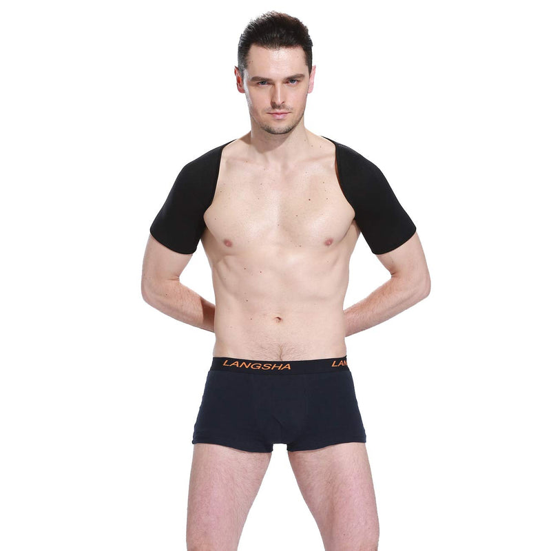 [Australia] - KING OF FLASH Double Shoulder Support Neoprene Wrap Protector Unisex Men Ladies Injury Protect Sprains, Dislocation of Shoulder Joint (Large) Large 