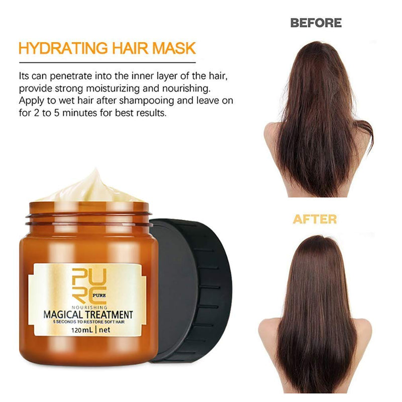 [Australia] - PURC Magical Hair Treatment Mask, Advanced Molecular Hair Roots Treatment Professional Hair Conditioner, 5 Seconds to Restore Soft, Deep Conditioner Suitable for Dry & Damaged Hair 4.06 Fl Oz (Pack of 1) 