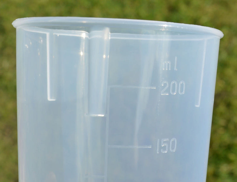 [Australia] - 2 Pack - Clear, Wide Spout, Feeding Beakers. 200ml with Graduated Measurements and Controllable Flow Lid - Autoclavable, Microwave Safe & Spill-Proof 