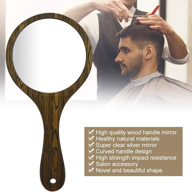 [Australia] - Vintage Hairdressing Mirror, Handheld Mirror with Wood Handle Compact Portable Round Wooden Mirror with Handle for Salon Barbers Hairdressers Women and Girls (Red) Red 