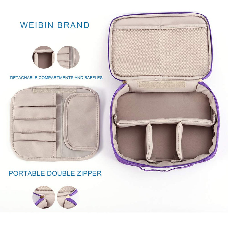 [Australia] - Travel Makeup Bag, WEIBIN Portable Cosmetic Bag Makeup Case Organizer with Handle for Women and Girls – Purple 