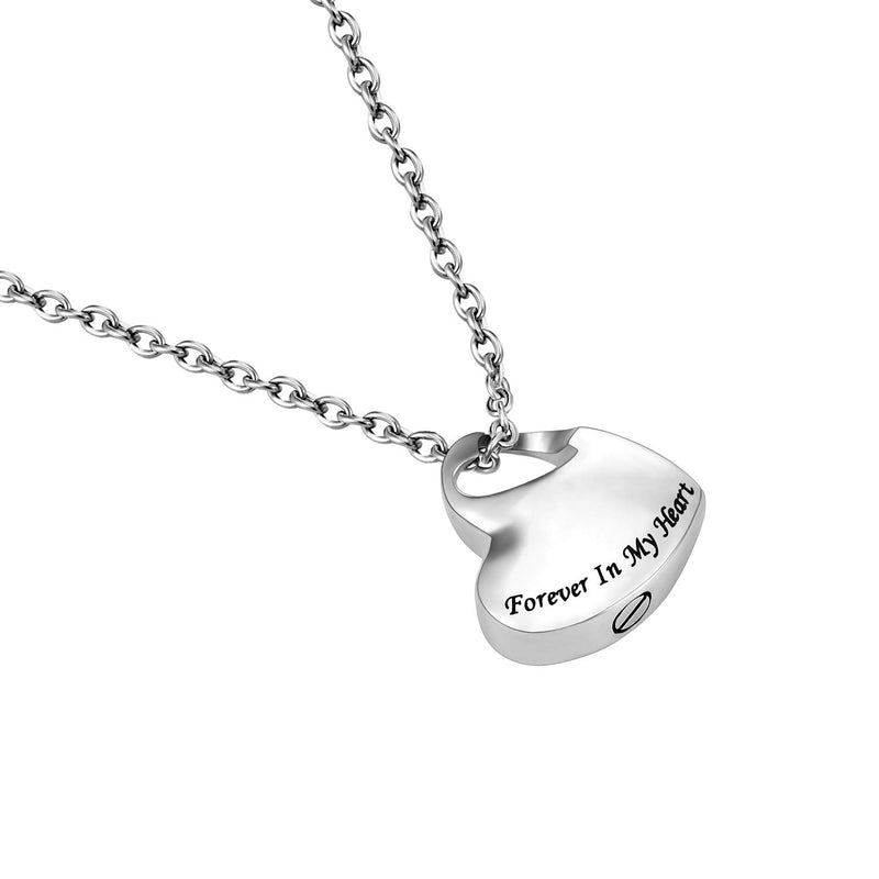 [Australia] - New Heart Cremation Urn Necklace for Ashes Memorial Pendant stainless steel Jewelry,Forever in My Heart Carved Locket,Gift for dad&mom(Blank) 