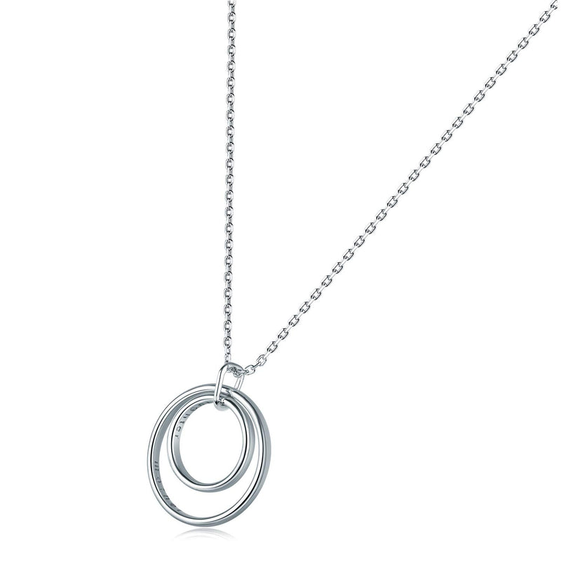 [Australia] - CHICLOVE Mother Daughter Necklace - Sterling Silver Two Interlocking Infinity Double Circles Engraved Mother and “Daughter” 