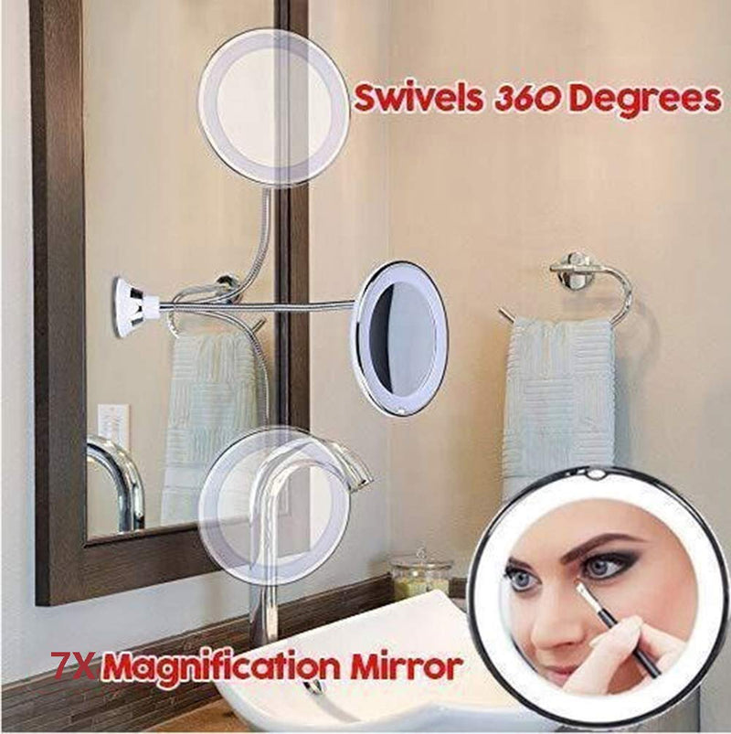 [Australia] - ZETA Travel Bathroom Vanity Natural Led Makeup Mirror Silver 7X 