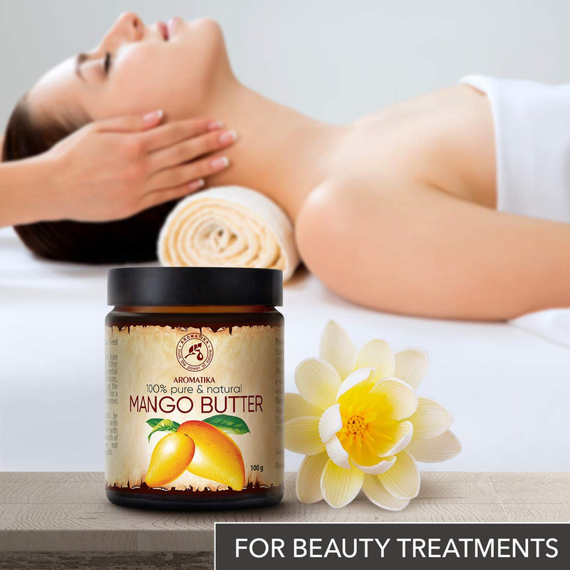 [Australia] - Mango Butter Refined 100g - Mangifera Indica Seed Butter - Indonesia - 100% Pure & Natural - Glass Bottle - for Beauty - Massage - Wellness - Cosmetics - Body Mango Butter 