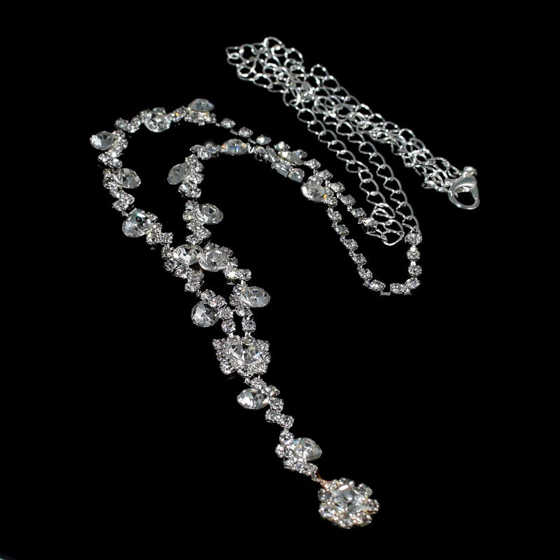 [Australia] - UDORA Crystal Necklace Earrings Bracelet Jewelry Sets for Bridal Bridesmaid Wedding Party silver-3SET 