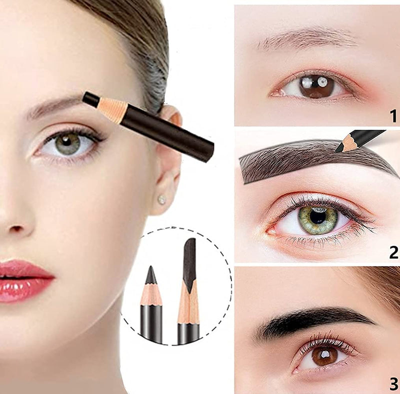 [Australia] - Go Ho 6 PCS Eyebrow Eye Liner Pencil Set,Easy to Color Waterproof Eyebrow Pencil,Professional Long-lasting Eyeliner Makeup Brow Tint Pen,3 Colors(Black,Light Brown,Dark Brown) 3 Colors 6 PCS - Black,Brown,Dark Brown 